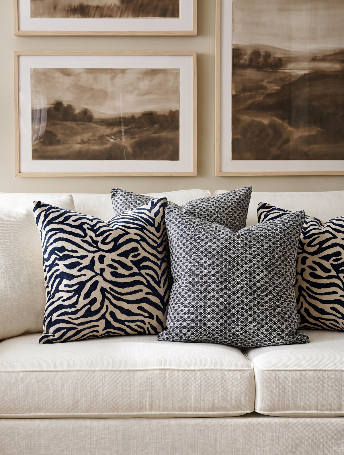 Rombos | Cojín Rombos Azul Navy y Crudo | 45x45 cm